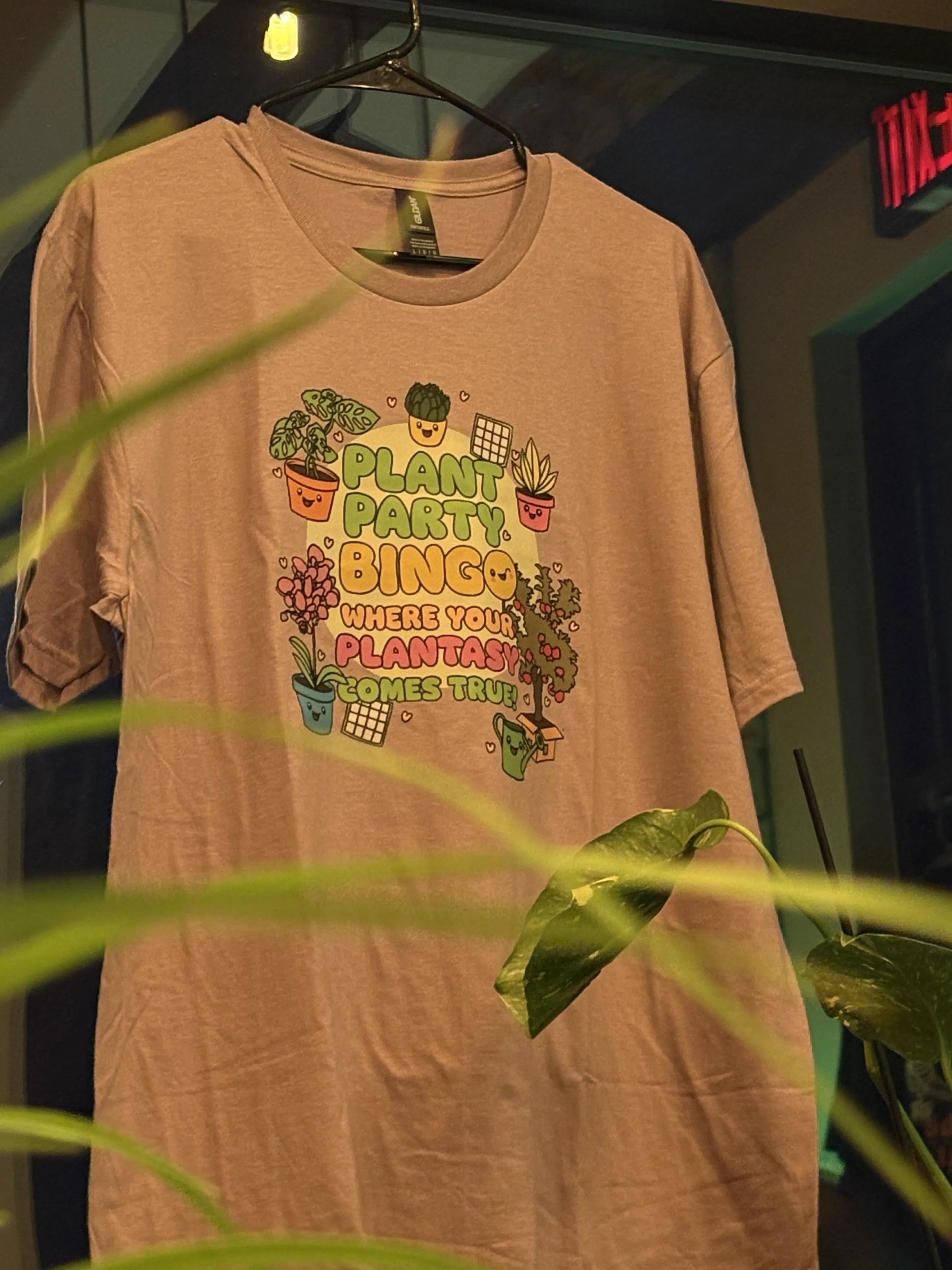 Plant Party Bingo t-shirt on display at Outback Steakhouse